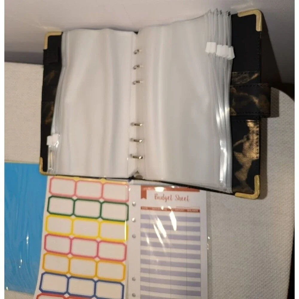 Budget Binder with Zipper Envelopes,PU Leather Money Organizer for Cash Bills...